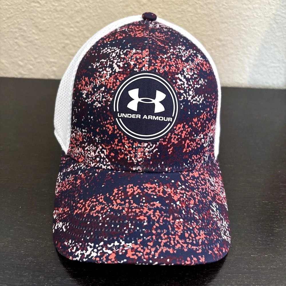 Under Armour Men Golf Cap Hat Iso-Chill Driver Mesh Midnight Navy White XL/2XL